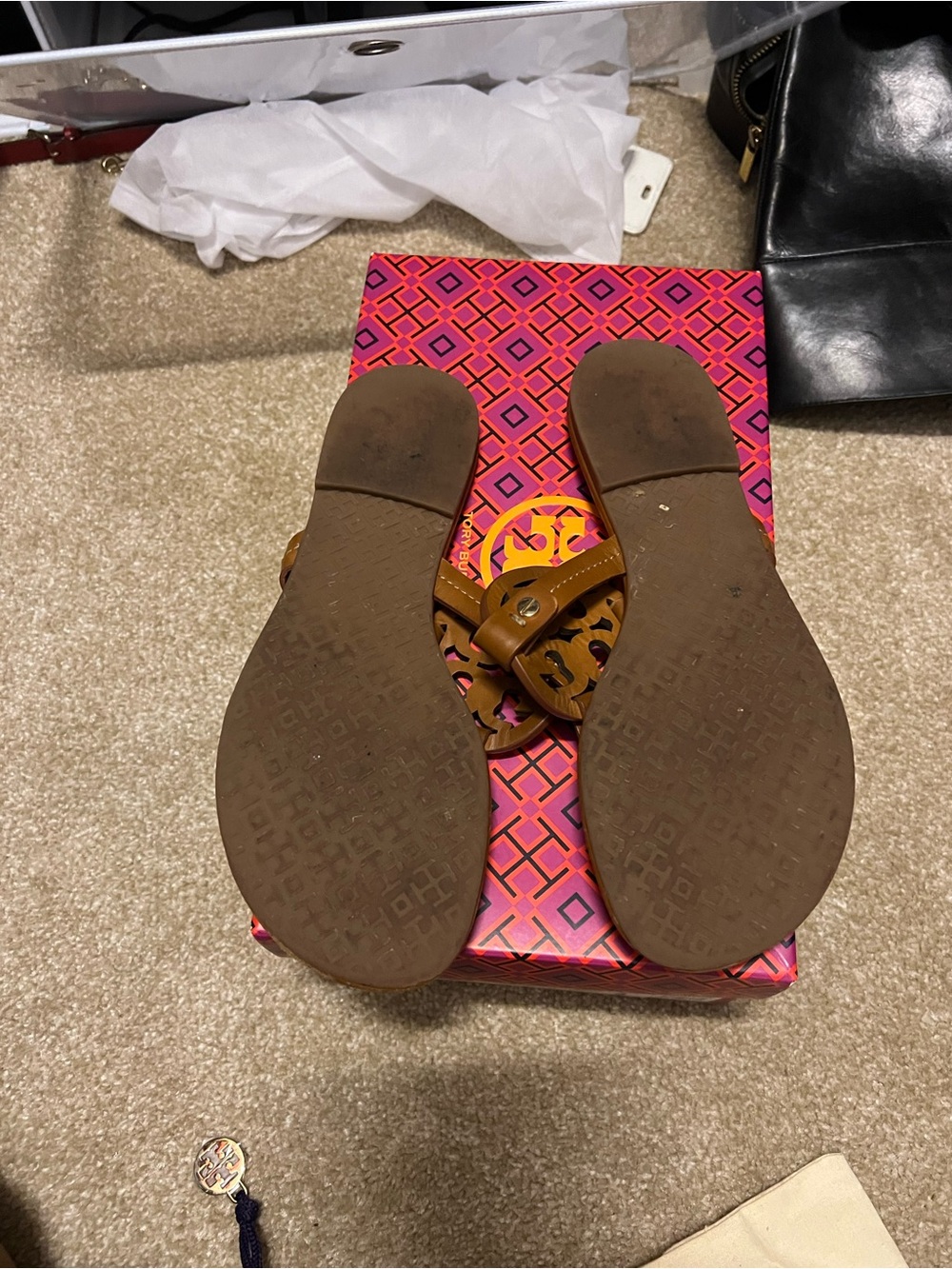 Tory Burch Vintage Vachetta Leather Flip-Flop Sandals in Brown - Picture 4 of 5
